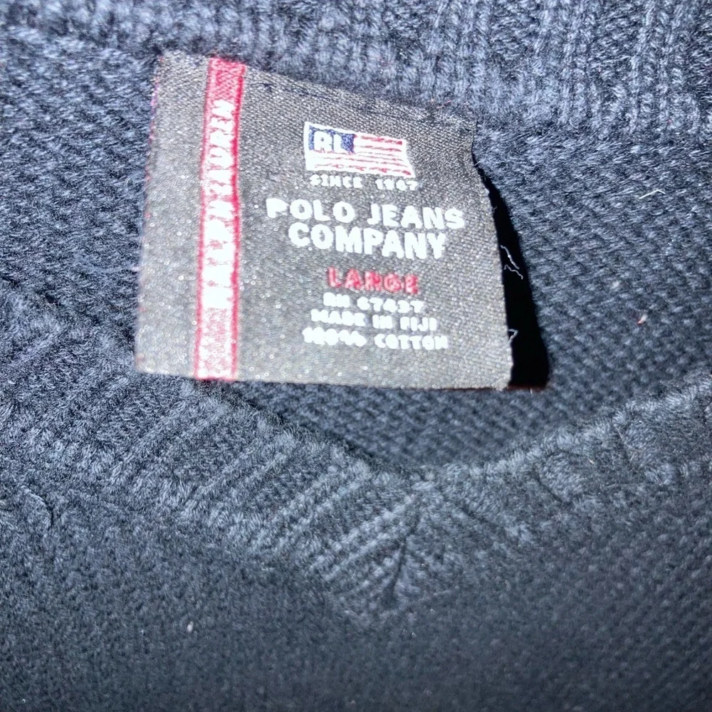 Polo Ralph Lauren RL Jeans Company Logo Men's Large V‎ Neck Sweater Cotton Black